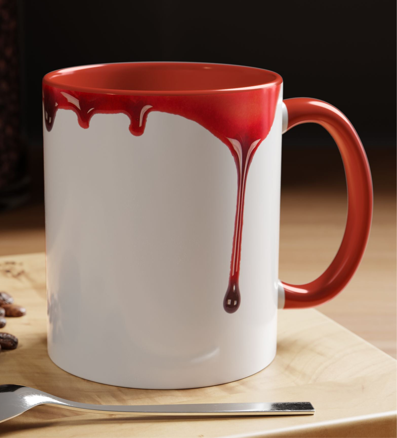 White mug with red blood dripping effect 11oz
