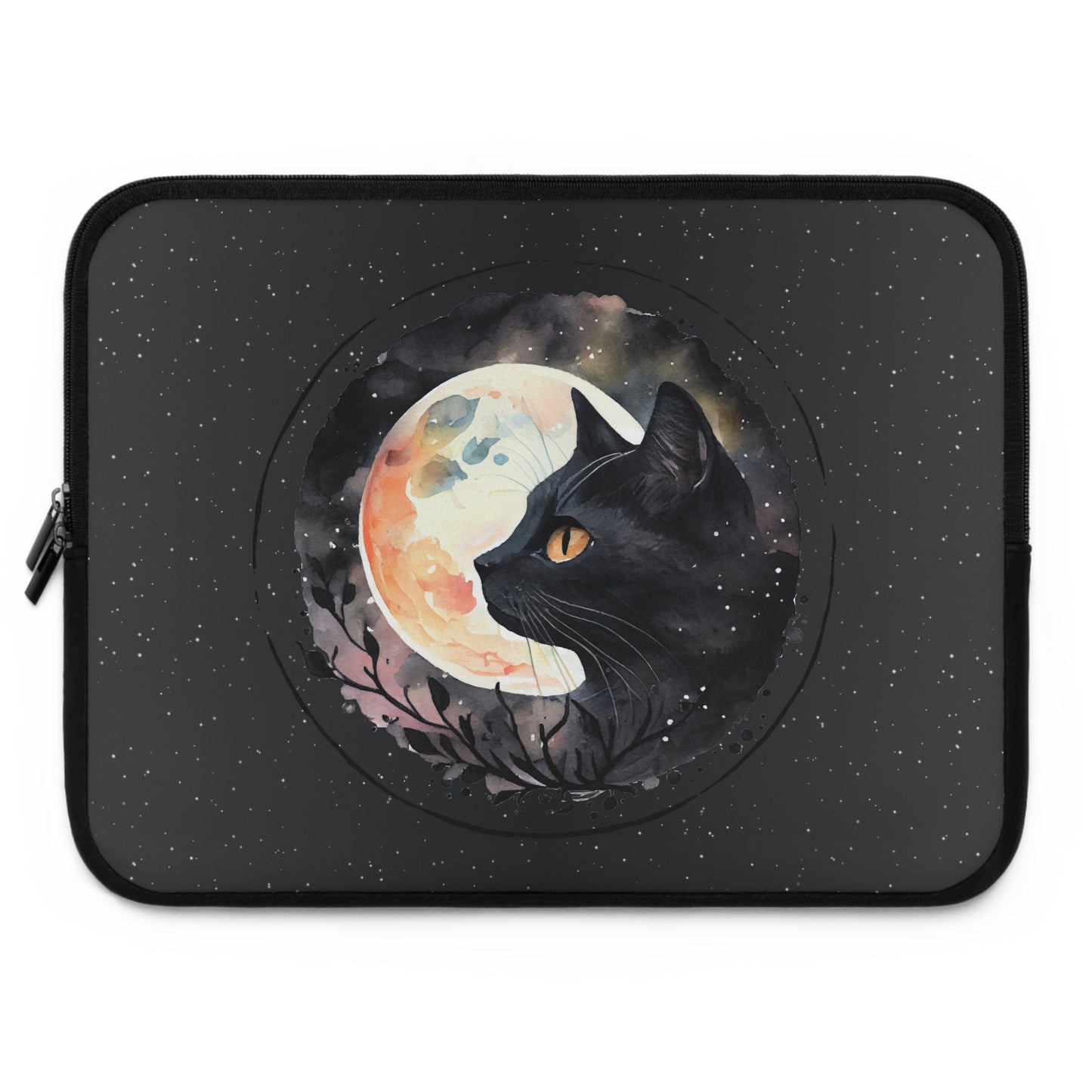 Funda de transporte para iPad y tableta con diseño de gato negro brujo a la luz de la luna en 5 tamaños, de 7 a 17 pulgadas