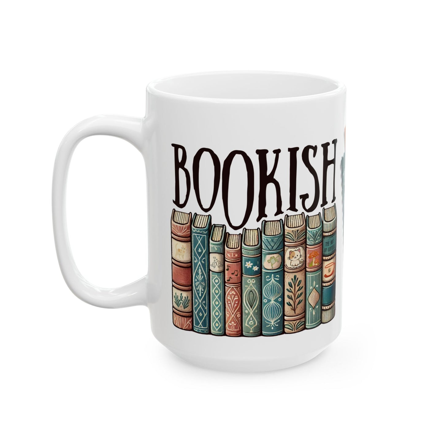 Taza de cerámica blanca Bookish disponible en 11 oz y 15 oz