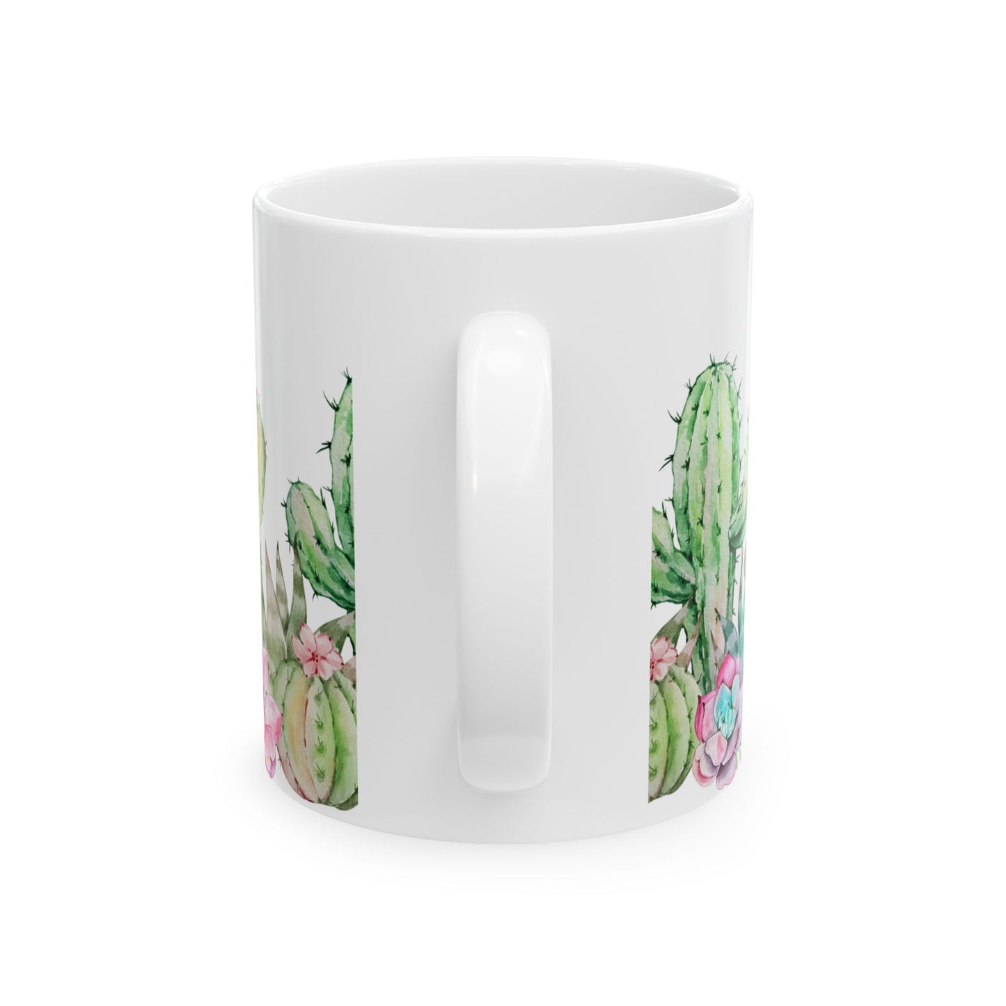 Taza de cerámica con acuarela de fases lunares, cactus y suculentas | Idea de regalo para amantes de los cactus | Idea de regalo para jardineros | Regalo para los que tienen un pulgar verde