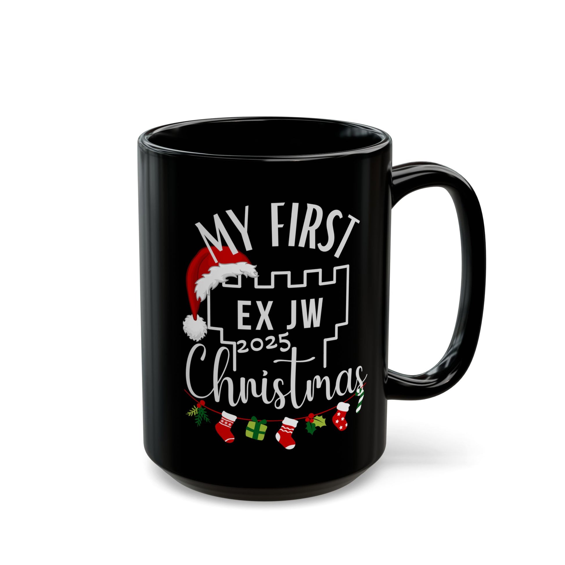 My First Ex JW Christmas Mug, Cult Survivor Gift in Black Printify