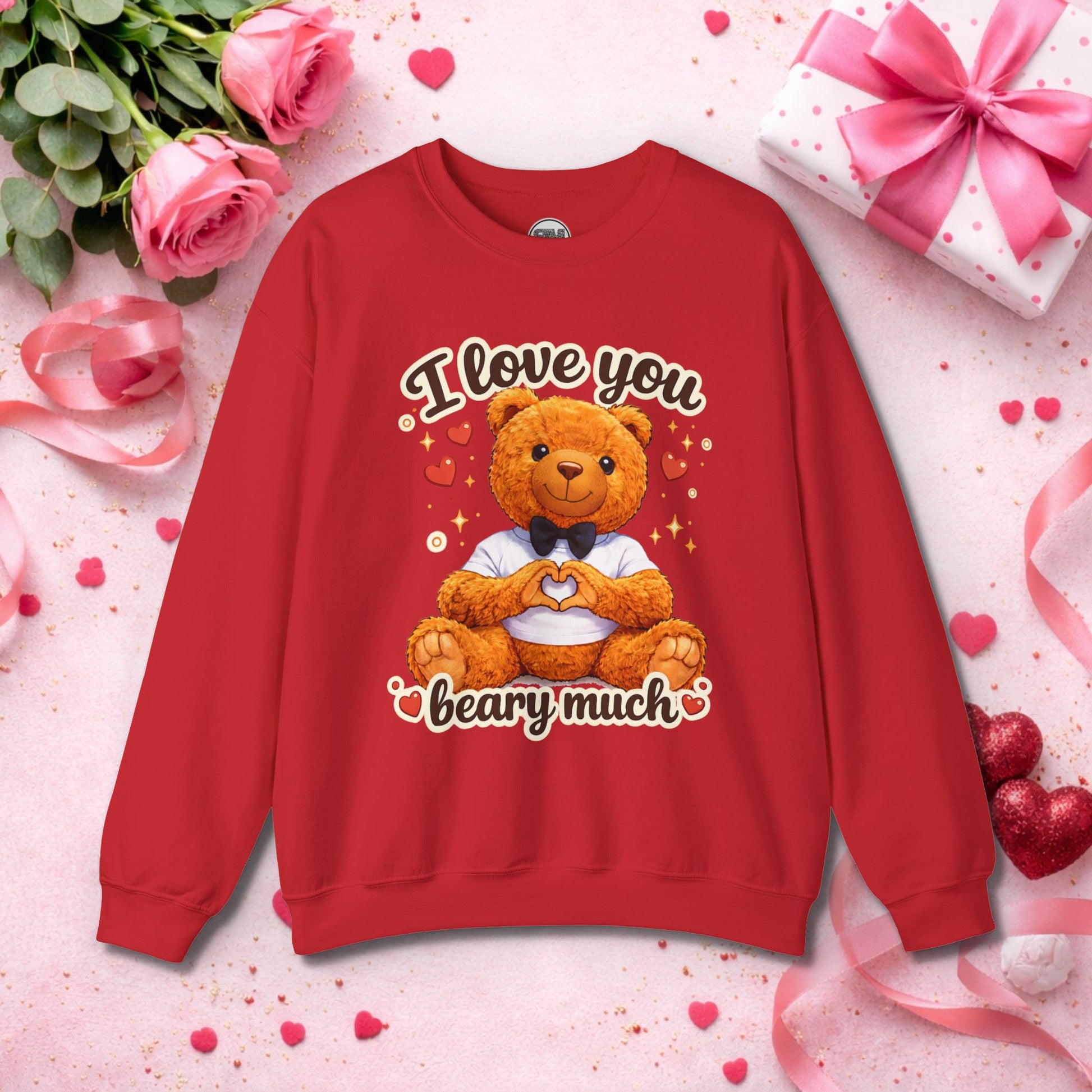 I Love You Beary Much Sweatshirt Cute Teddy Bear Valentine's Day Gift, Funny Pun Anniversary Gift Printify