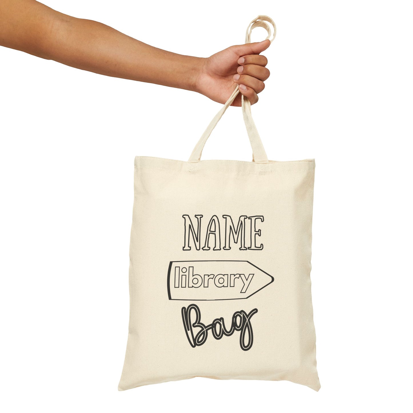 Personalized Library Canvas Book Tote Bag to color in yourself