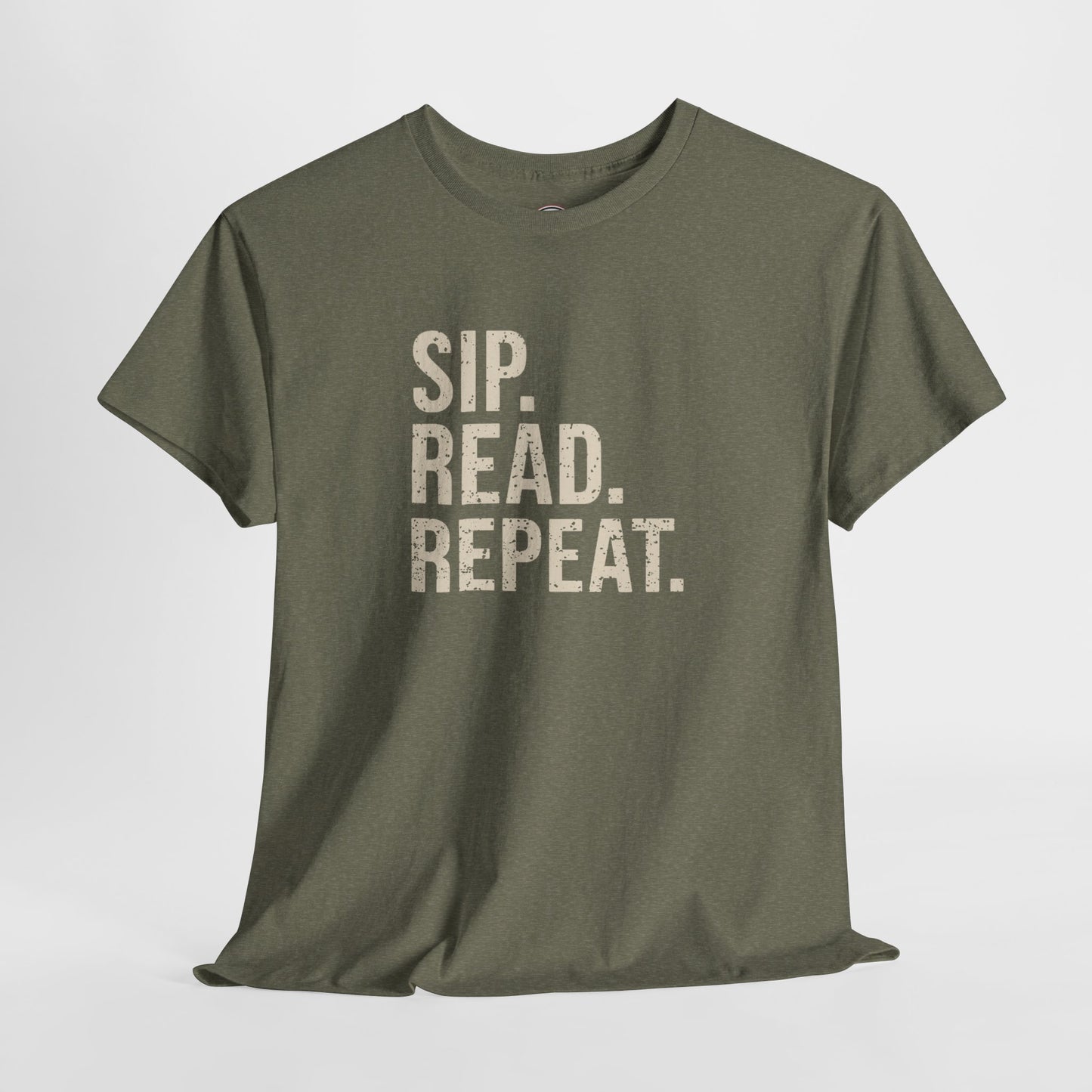 Sip Read Repeat Book Lover Casual Tee Printify