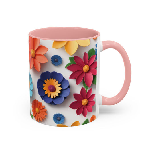 Vibrant 3D Floral Ceramic Mug – Embossed Botanical Coffee Cup (11 oz & 15 oz)