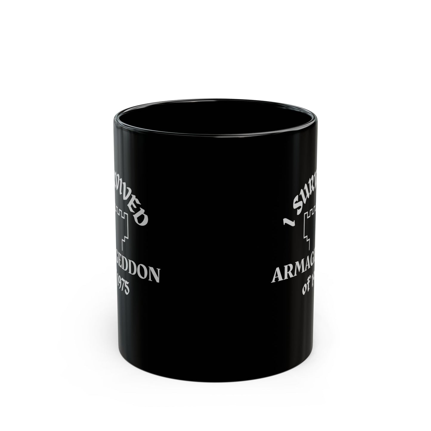 Taza de sobreviviente del Armagedón de 1975 del culto apóstata de ex testigos de Jehová disponible en 11 y 15 oz