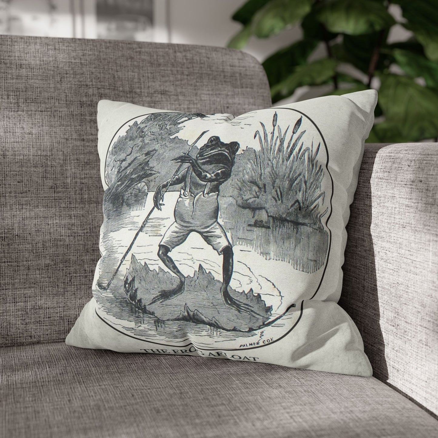 Frog cushion cover 16x16 size cottagecore home decor pillow