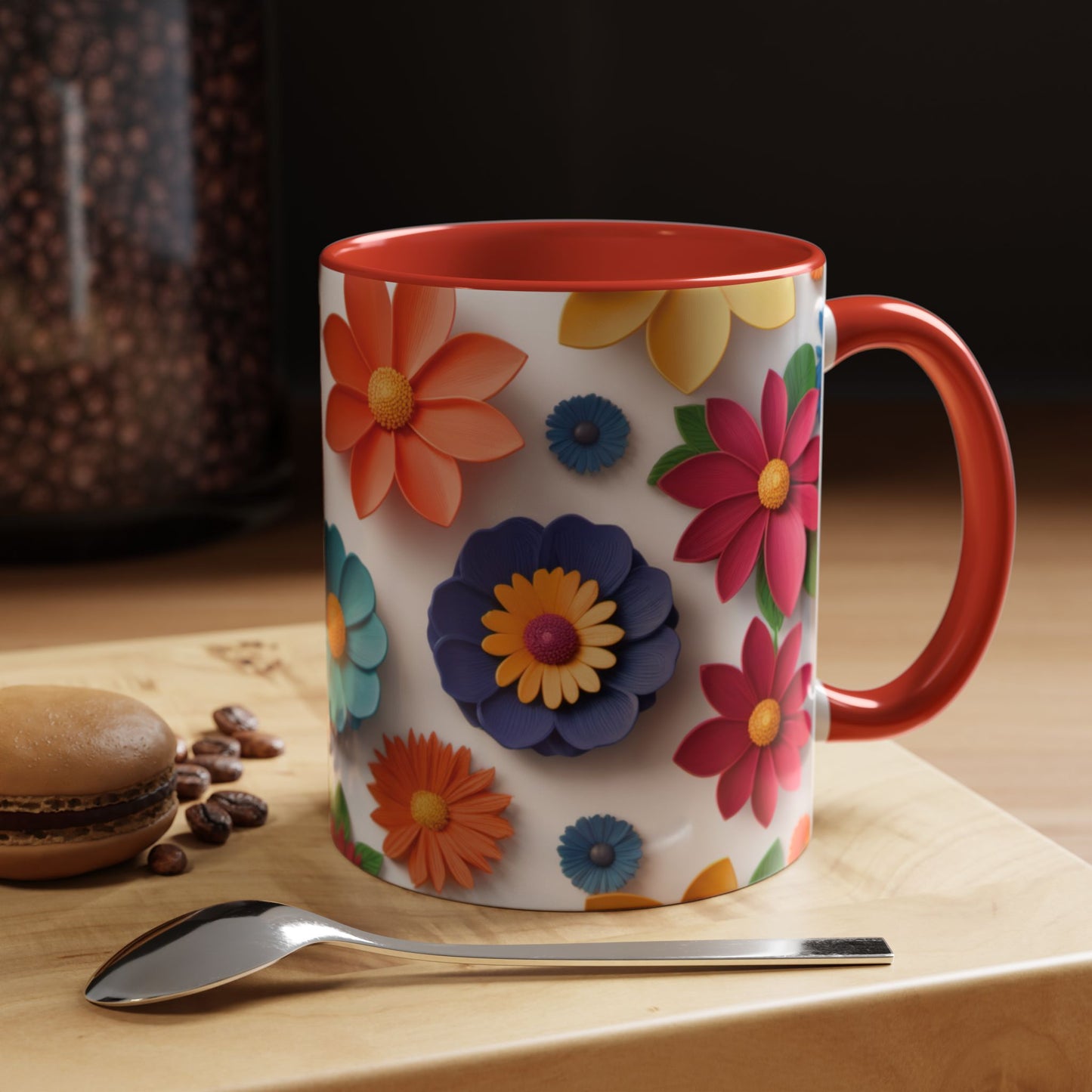 Vibrant 3D Floral Ceramic Mug in 2 sizes.