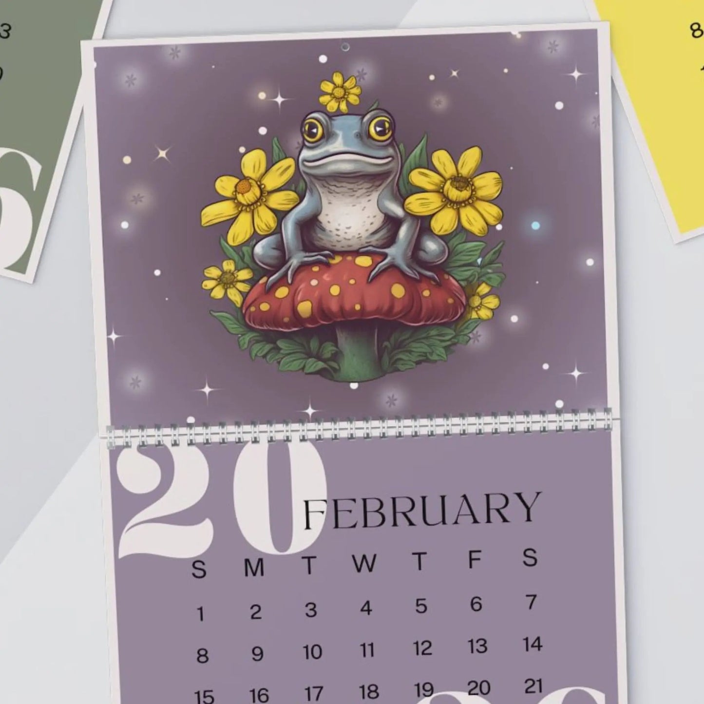 Frogs & Toadstools 2026 Wall Calendar - Cute Frog Lover Gift & Kids Room Decor Printify