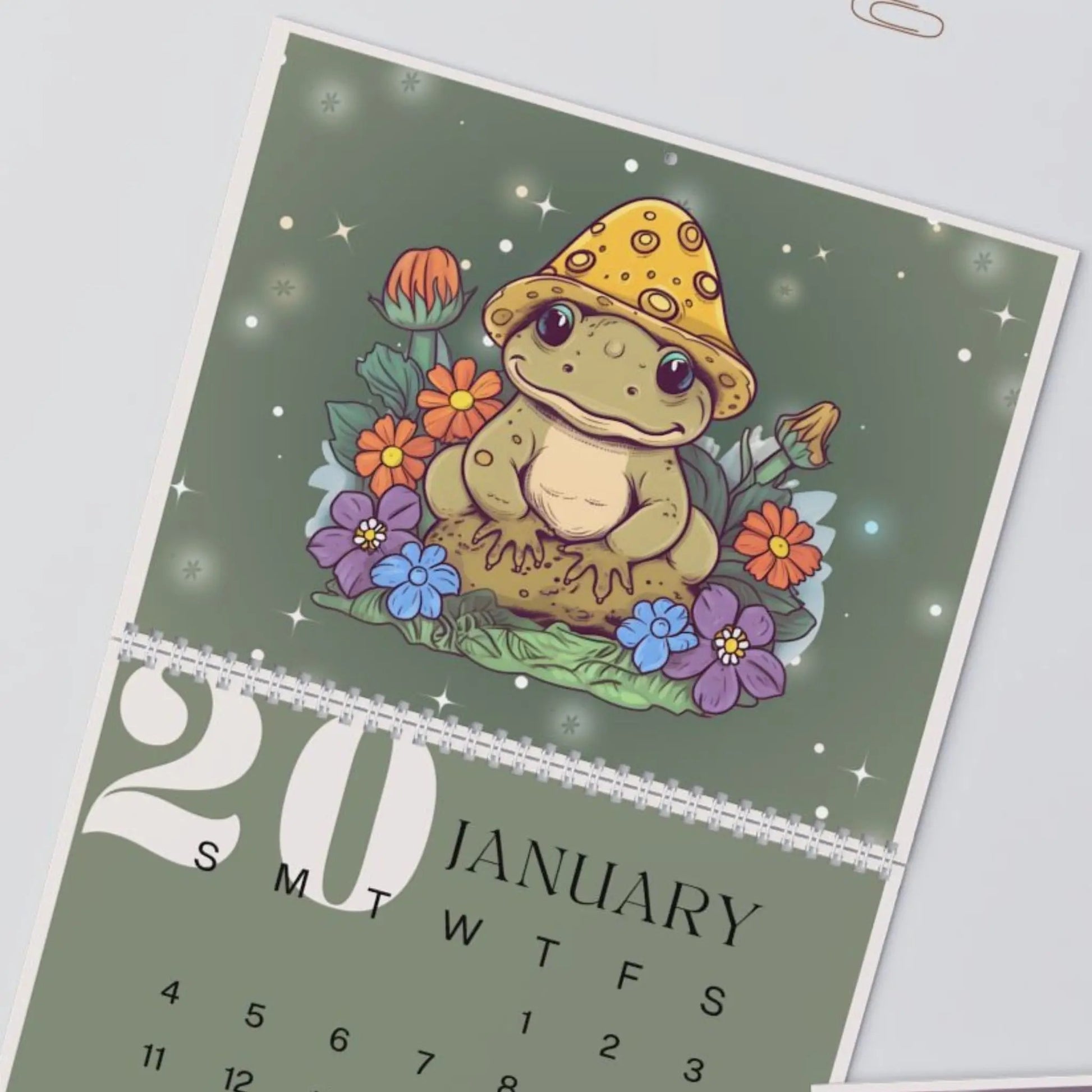 Frogs & Toadstools 2026 Wall Calendar - Cute Frog Lover Gift & Kids Room Decor Printify