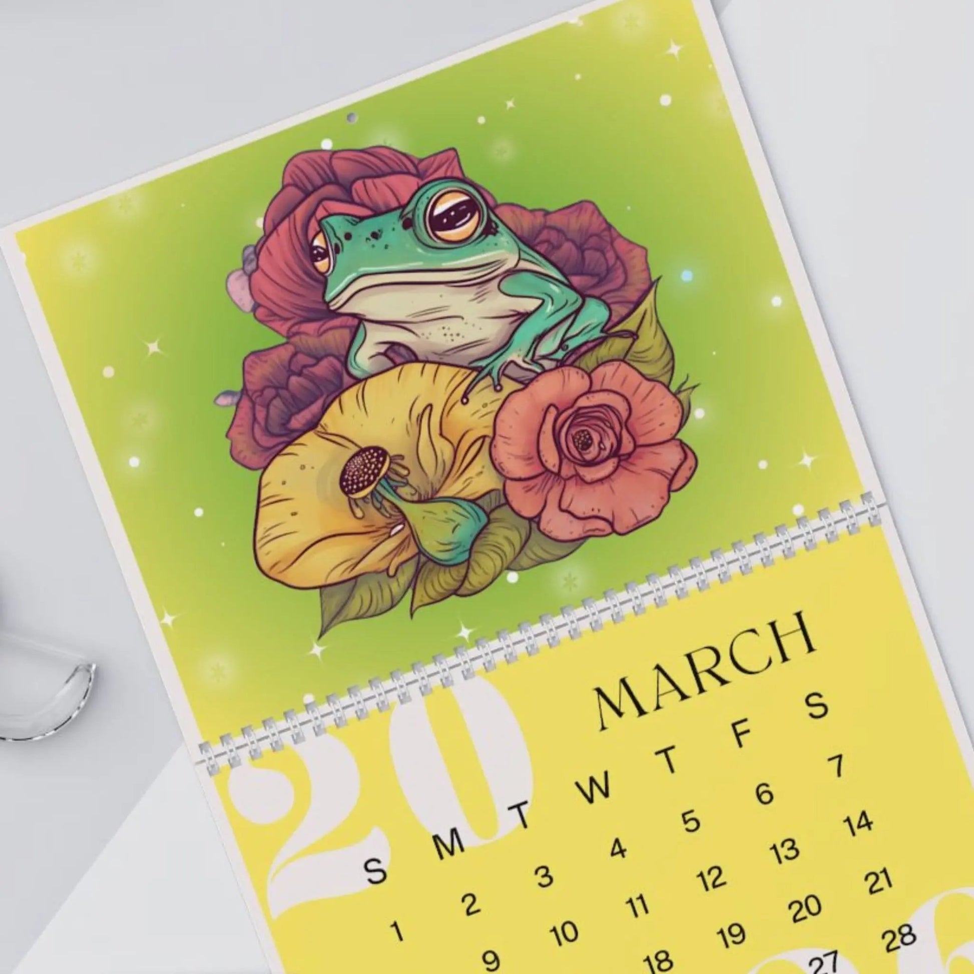 Frogs & Toadstools 2026 Wall Calendar - Cute Frog Lover Gift & Kids Room Decor Printify