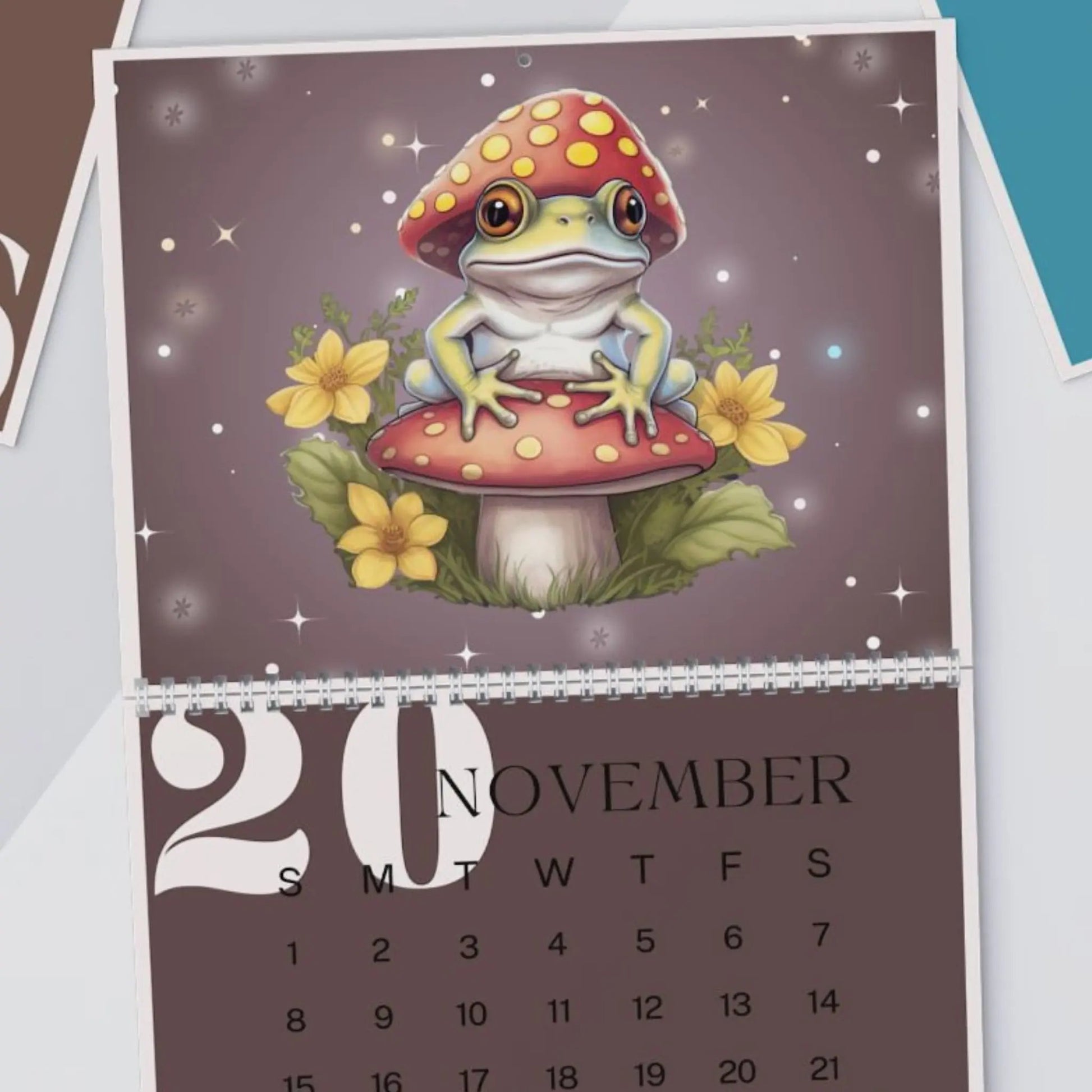 Frogs & Toadstools 2026 Wall Calendar - Cute Frog Lover Gift & Kids Room Decor Printify