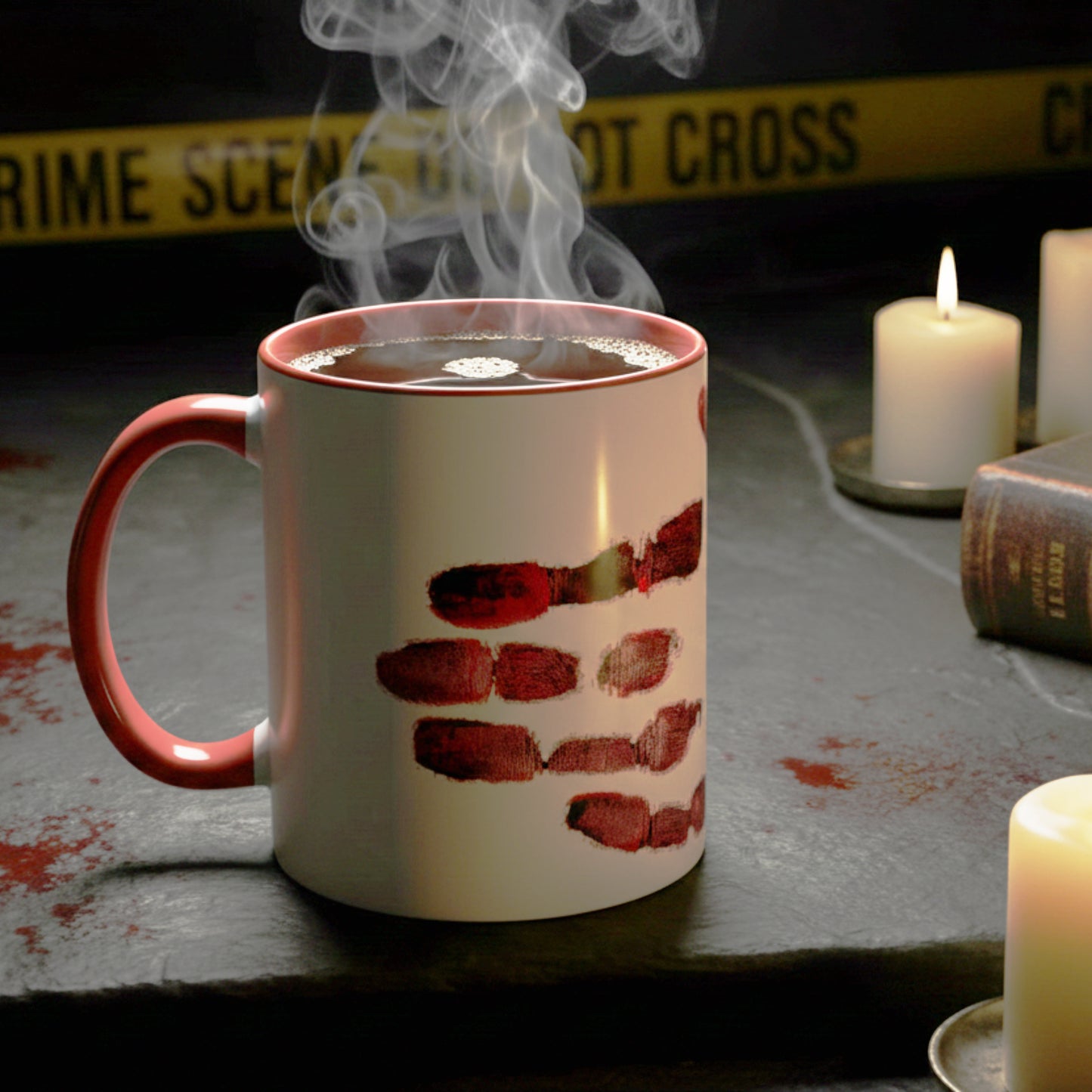 Bloody Handprint Horror Mug – Creepy Gothic Ceramic Coffee Cup Printify
