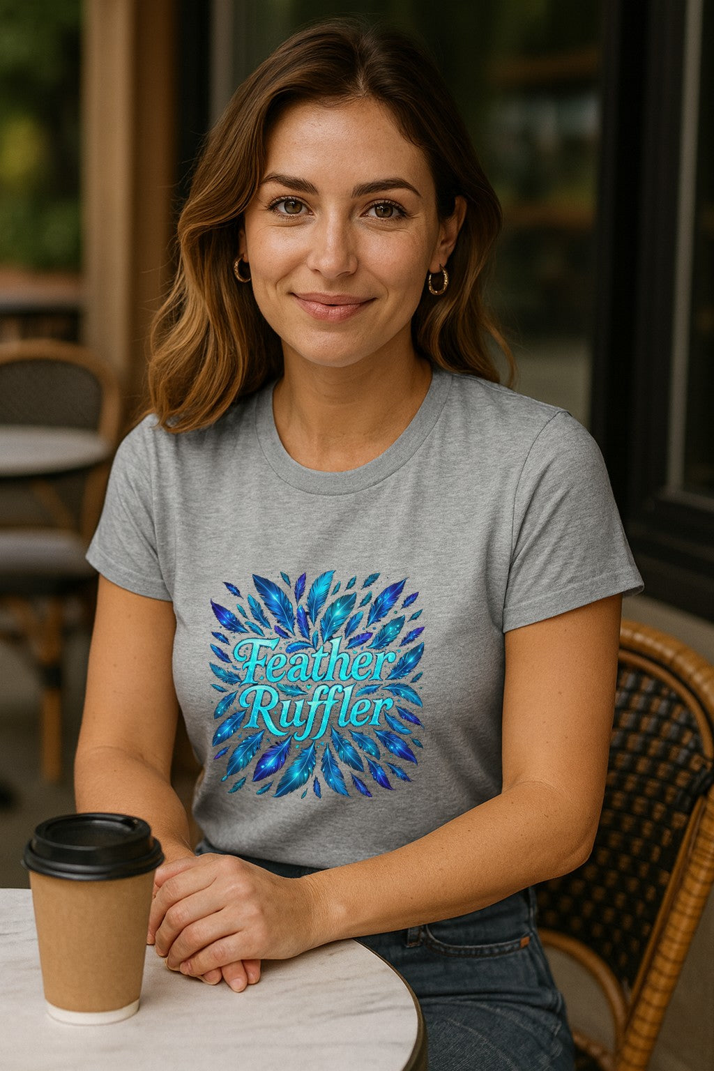 Feather Ruffler Bioluminescent Glow Tee Confident Women’s Statement Shirt