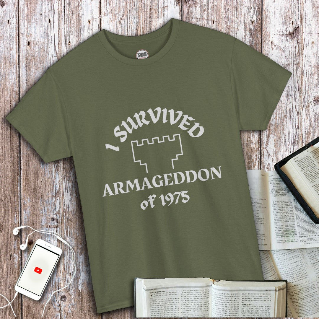 I Survived Armageddon of 1975 Ex JW Cult Survivor T Shirt, Apostate Pride Tee