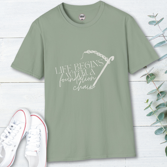 Life Begins With a Foundation Chain Tee