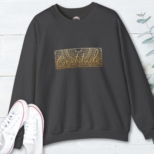 Gratitude Mandala Unisex Sweatshirt, Mindful Graphic Pullover