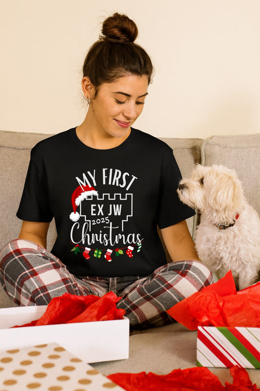 My First Ex JW Christmas T-shirt, First Christmas Free, Cult Survivor Gift